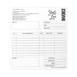 Bloco De Notas Formulário de fatura Cotação comercial Adicionar l