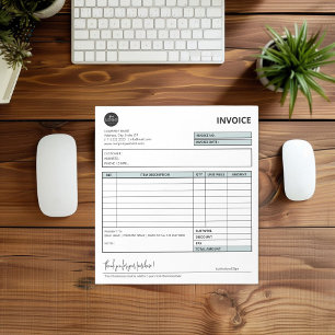 Bloco De Notas Formulário de Fatura Profissional Moderna Verde