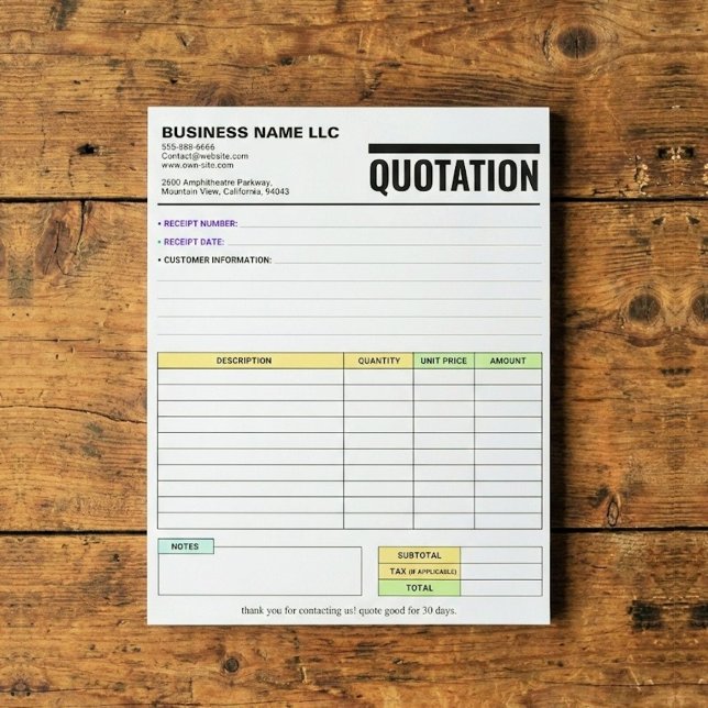 Bloco De Notas Formulário de Fatura / Recibo de Venda | Cotação E (company quote Invoice form / office Sales Order Receipt | Business Quotation pad
)