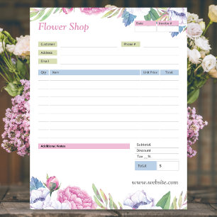 Bloco De Notas Formulário de ordem floral do tema/bloco de notas