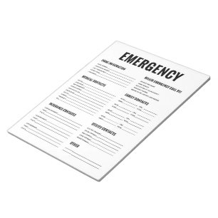 Bloco De Notas Formulário de organização da emergência