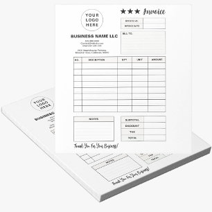 Bloco De Notas Formulário de pedido para impressão, Fatura com lo