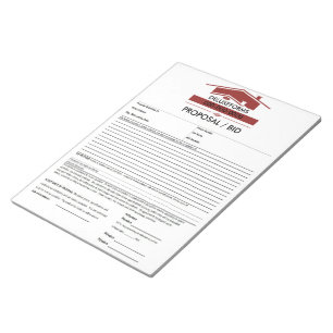 Bloco De Notas Formulário de Proposta de Telhado Vermelho