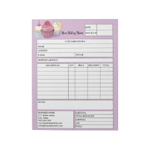 Bloco De Notas Formulário de Venda de Folha de Cupcake de Patente