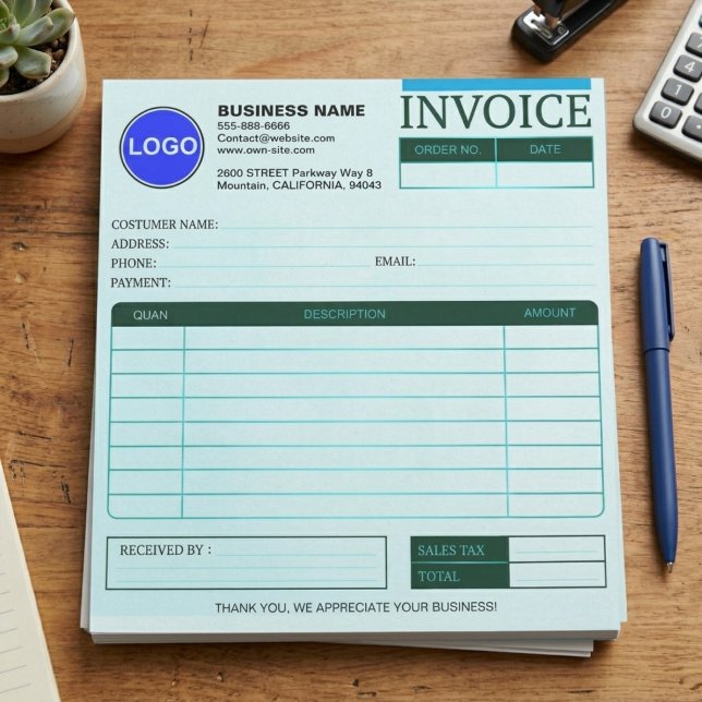 Bloco De Notas Formulários de fatura de pedido de vendas comercia (simple cash receipt template)