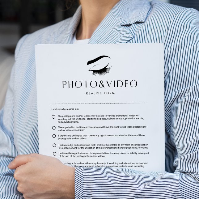 Bloco De Notas Formulários de Foto e Vídeo Formulário de Consenti (Eyelash Extensions)