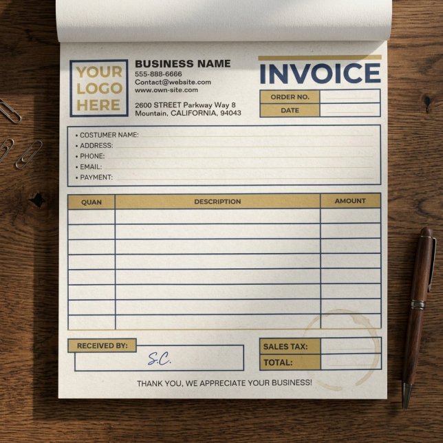 Bloco De Notas Formulários de Nota Fiscal de Venda Empresarial Im (custom printed carbonless forms, professional invoice writing pad)