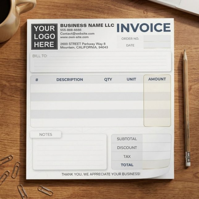 Bloco De Notas Formulários de Nota Fiscal de Venda Ordem de Compr (editable blank invoice form template, professional business cash receipt book, custom logo quotation)