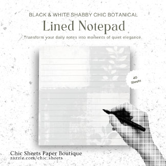 Bloco de Notas Forrado Botânico Shabby Chic Preto