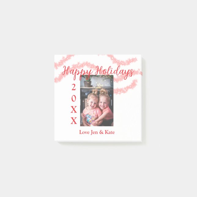 Bloco De Notas Foto da família das crianças com brilho vermelho n (Frente)