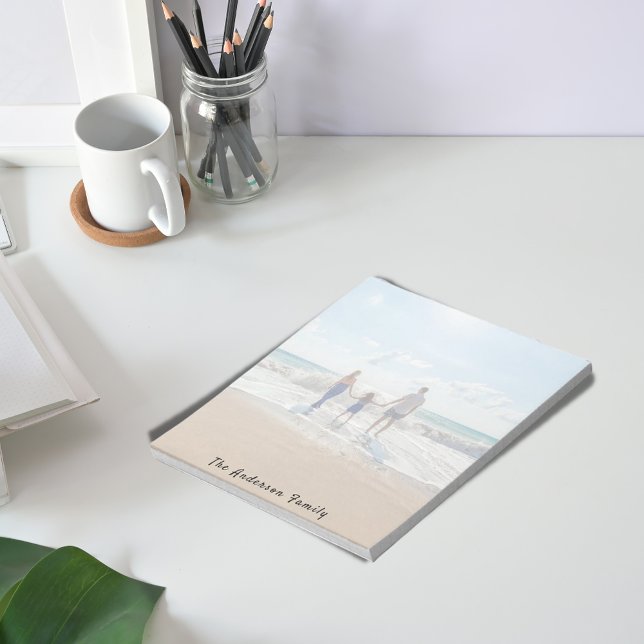 Bloco De Notas Foto da família Monograma de férias de verão (Criador carregado)