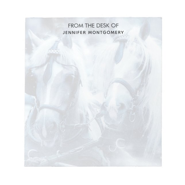 Bloco De Notas Foto de inverno da Belo Time de Cavalo (Frente)