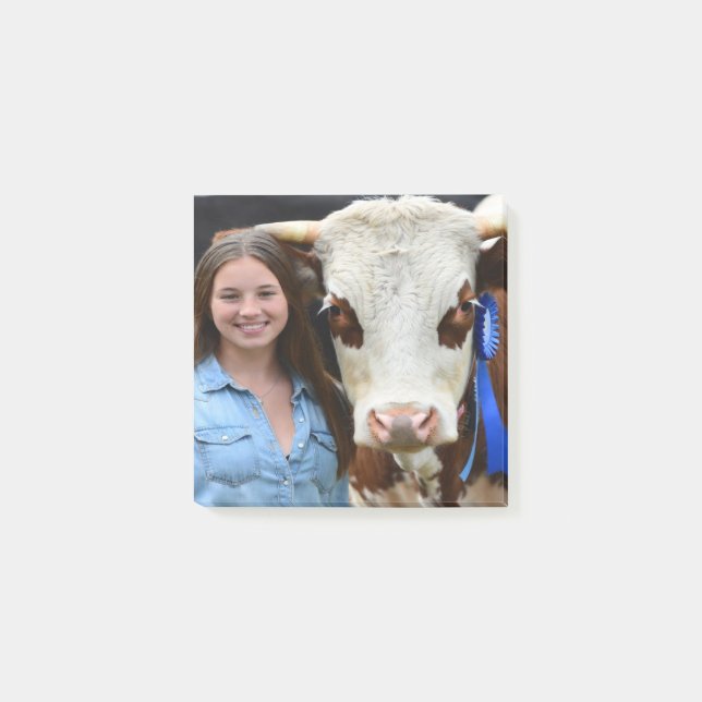 Bloco De Notas Foto Personalizada de Vaca de Exposição de Gado (Frente)