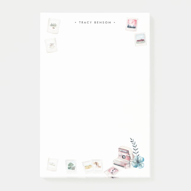 Bloco De Notas Fotografia | Câmera de Aquarela Personalizada (Frente)