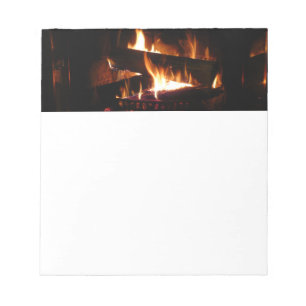 Bloco De Notas Fotografia da cena de inverno quente em lareira