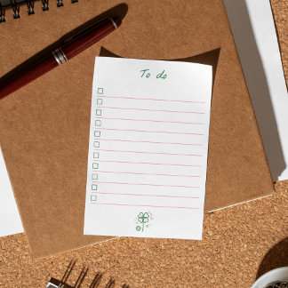 Bloco De Notas Four clover aesthetic to do list 