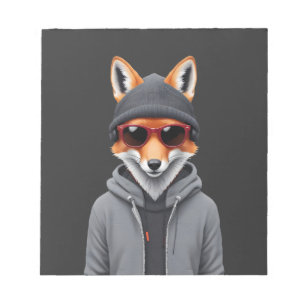 Bloco De Notas Fox Vestindo Hoodie Engraçado Caráter Legal Animal