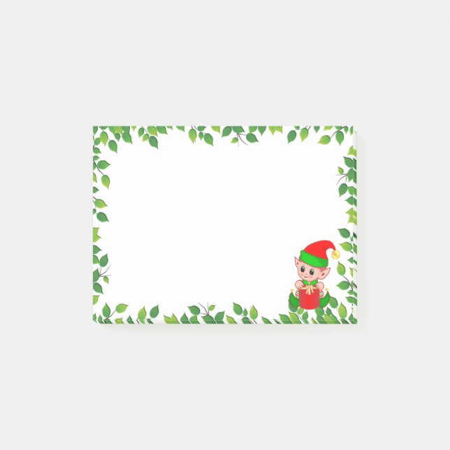 Bloco De Notas Framed Baby Elf Fofo & Folha Verde (Frente)