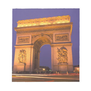 Bloco De Notas França, Paris, Arco do Triunfo ao crepúsculo.