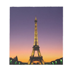 Bloco De Notas França, Paris, Torre Eiffel ao pôr do sol.