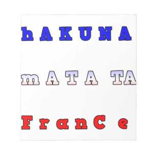 Bloco De Notas fRANCE HAKUNA MATATA AZUL VERMELHO CORES BRANCAS D