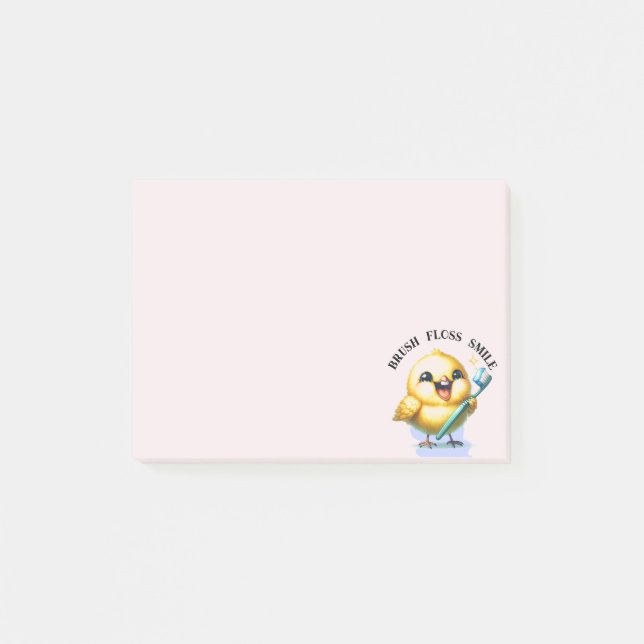Bloco De Notas Frango Bebê Sorridente com Slogan Odontológico (Frente)