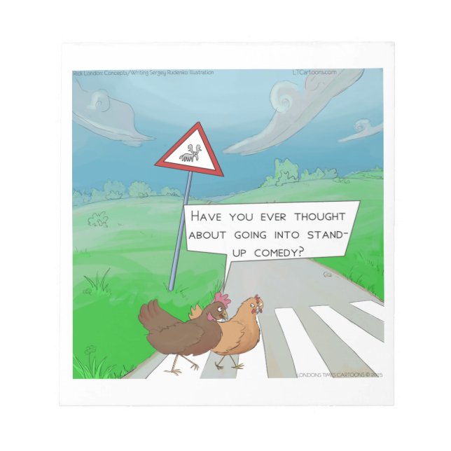 Bloco De Notas Frangos Atravessando a Estrada Cartoon Divertido (Frente)