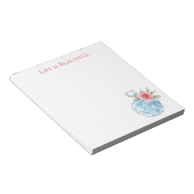 Bloco De Notas Frasco de Perfume Rosa Branco Azul Água (Inclinado)