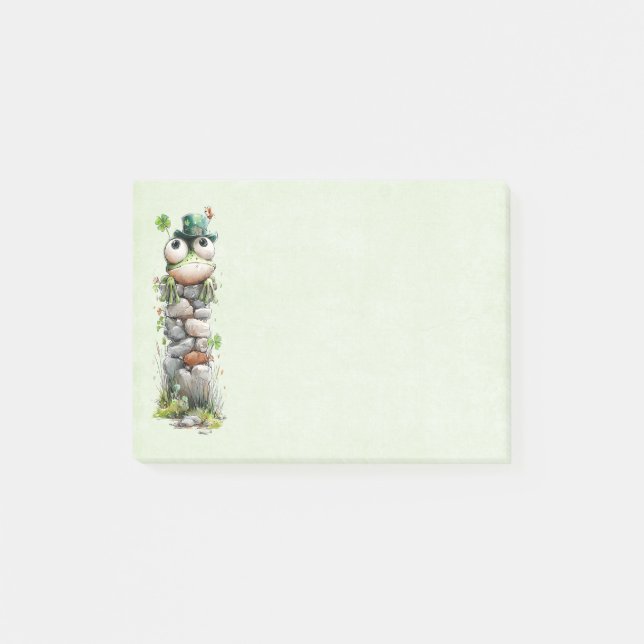Bloco De Notas Frog with Green Hat and Shamrock Cute (Frente)