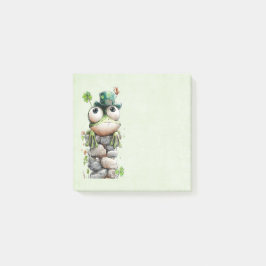Bloco De Notas Frog with Green Hat and Shamrock Cute