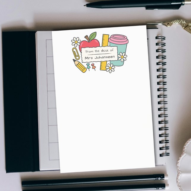 Bloco De Notas From the Desk of Teacher Cute Personalized (Criador carregado)