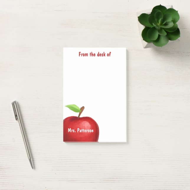 Bloco De Notas From the Desk of Teacher Red Apple Personalized  (Escritótio)