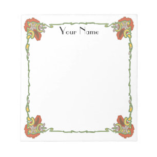 Bloco De Notas Fronteira de flores Art Nouveau