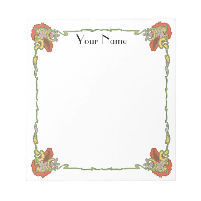 Bloco De Notas Fronteira de flores Art Nouveau (Frente)