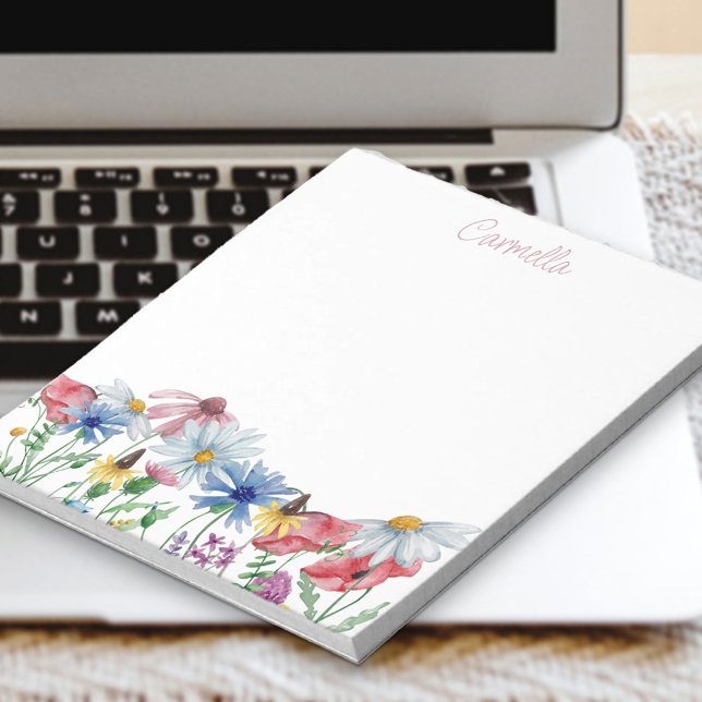 Bloco De Notas Fronteira de Flores Silvestres Personalizada (Criador carregado)