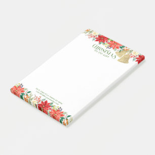Bloco De Notas Fronteira entre Poinsettia de Natal e sinos de our