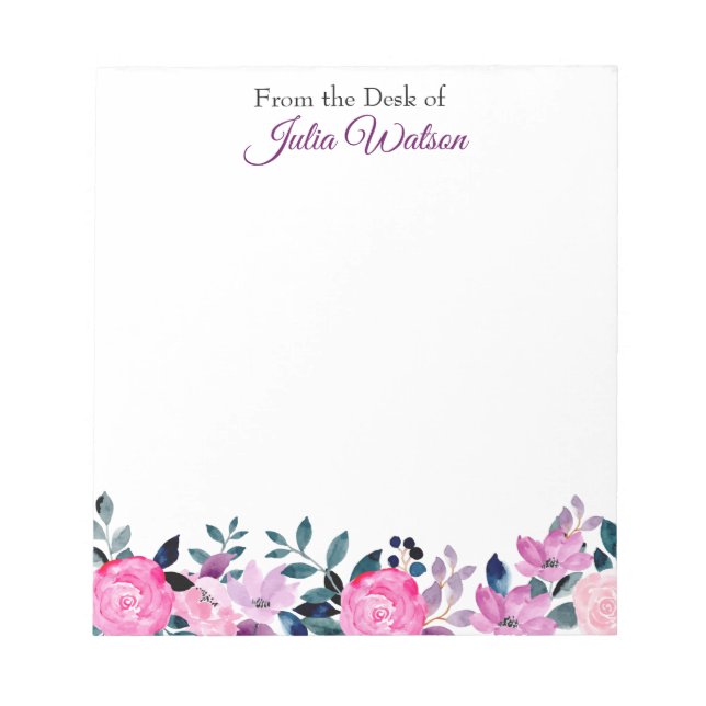 Bloco De Notas Fronteira floral personalizada da mesa de (Frente)