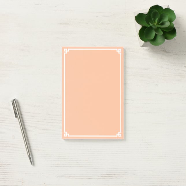 Bloco De Notas Fronteira Ornamental Grega em Pêssego e Branco (Escritótio)