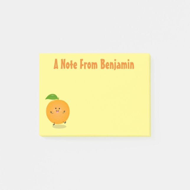 Bloco De Notas Fruta cítrica laranja dançante fofa (Frente)