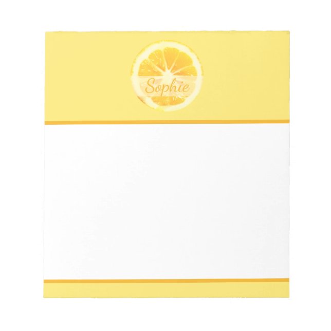 Bloco De Notas Fruta DE LEMÃO PERSONALIZADA FRESCA AMARELA SUNNY  (Frente)