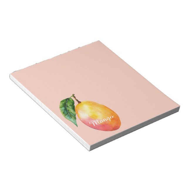 Bloco De Notas Fruta de Manga Amarela Rosa (Inclinado)
