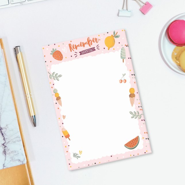Bloco De Notas Fruta de Sorvete com ilustração de verão (In situ)