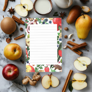 Bloco De Notas FRUTA PERSONALIZADA Veggie Watercolor Border List