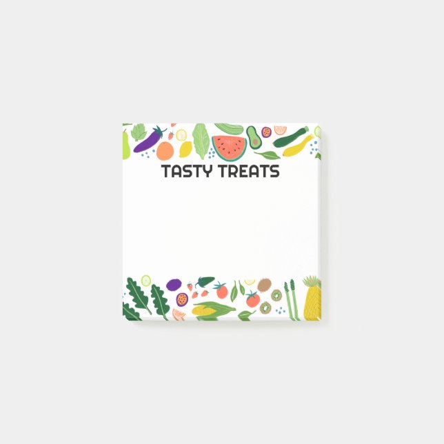 Bloco De Notas Fruta & Veggies Comida Monograma PERSalizado Perso (Frente)