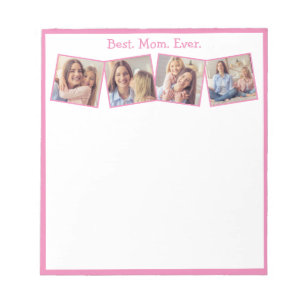 Bloco De Notas Fun Best Mom Ever 4 Photo Collage Pink Notepad