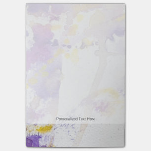 Bloco De Notas fundo amarelo e roxo da aguarela