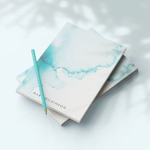 Bloco De Notas Fundo Aqua Blue Watercolor
