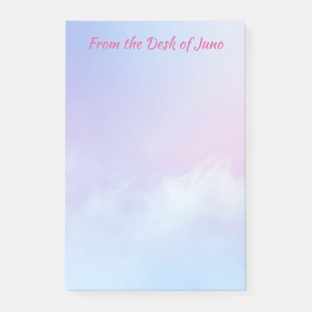 Bloco De Notas Fundo da Nuvem Azul e Rosa Pastel (Frente)