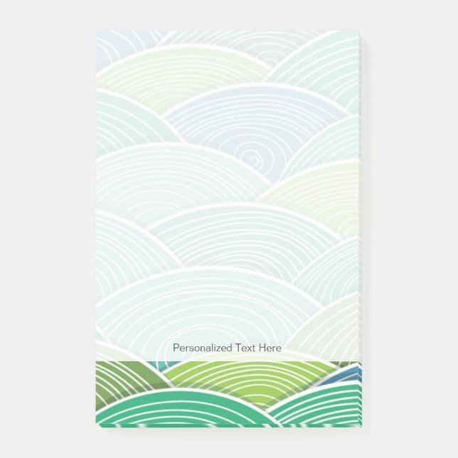 Bloco De Notas Fundo das ondas abstrato verdes enroladas (Frente)