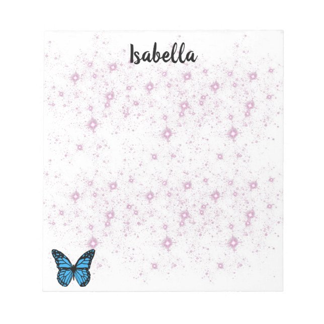 Bloco De Notas fundo de borboleta azul (Frente)